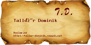 Tallér Dominik névjegykártya